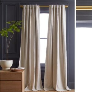 NWOT QUINCE 48x108 Cotton Slub Room Darkening Curtain Natural 8951